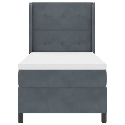Letto a molle con testiera Grigio scuro 100 x 200 cm Velluto | homemem39
