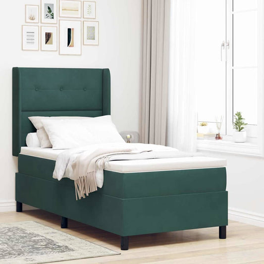 Letto a molle con testiera Verde Scuro 100 x 200 cm Velluto | homemem39