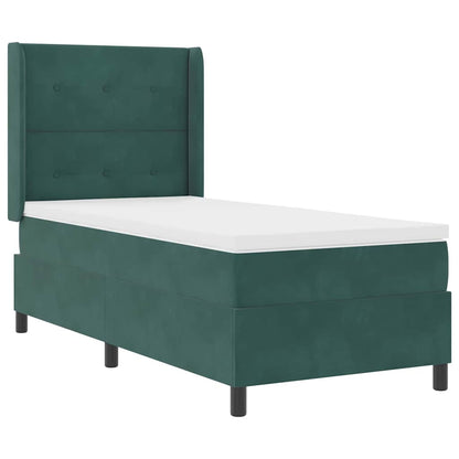Letto a molle con testiera Verde Scuro 100 x 200 cm Velluto | homemem39