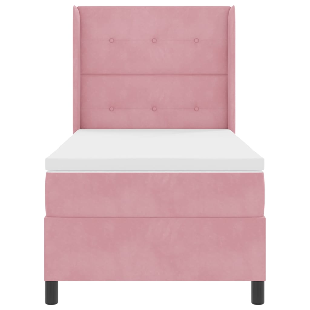 Letto a molle con testiera Rosa 100 x 200 cm Velluto | homemem39