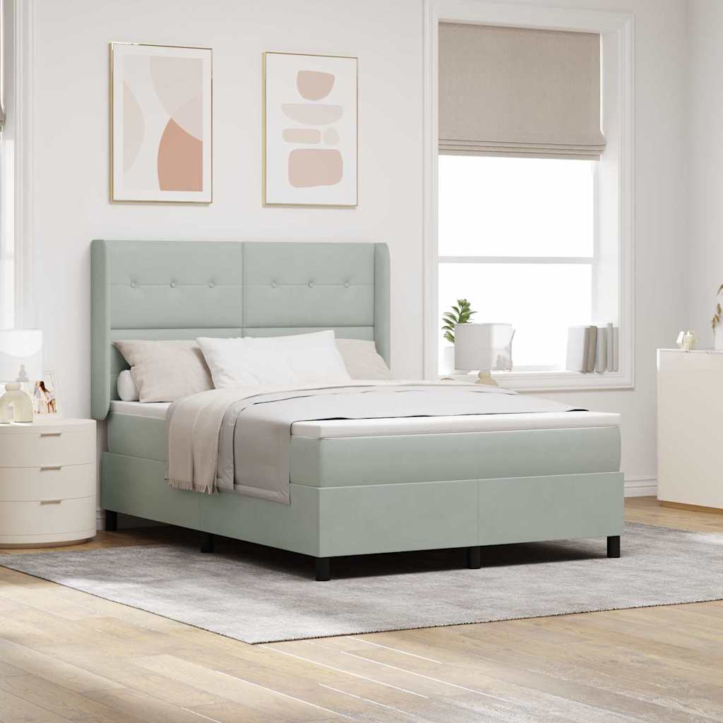 Letto a molle con testiera Grigio chiaro 140 x 190 cm Velluto | homemem39
