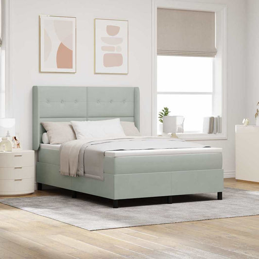 Letto a molle con testiera Grigio chiaro 140 x 190 cm Velluto | homemem39