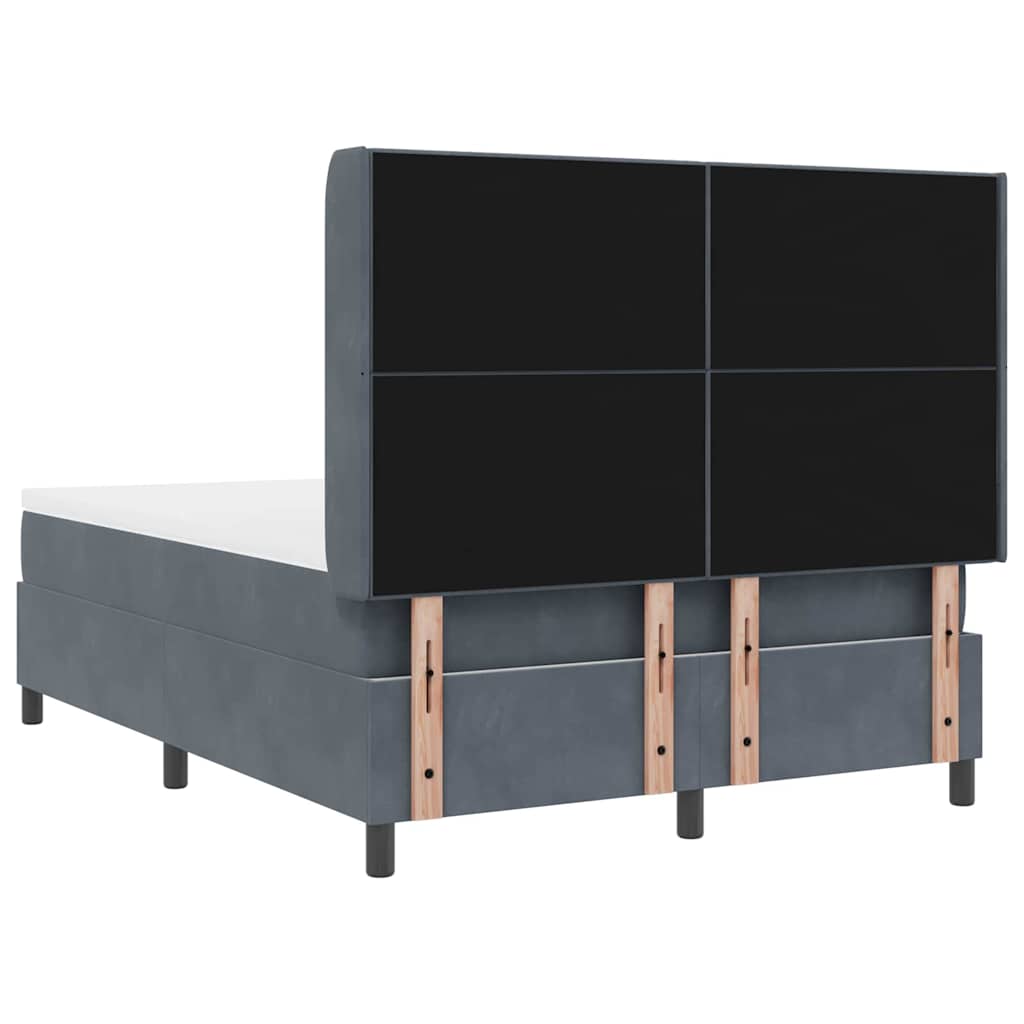 Letto a molle con testiera Grigio scuro 140 x 190 cm Velluto | homemem39