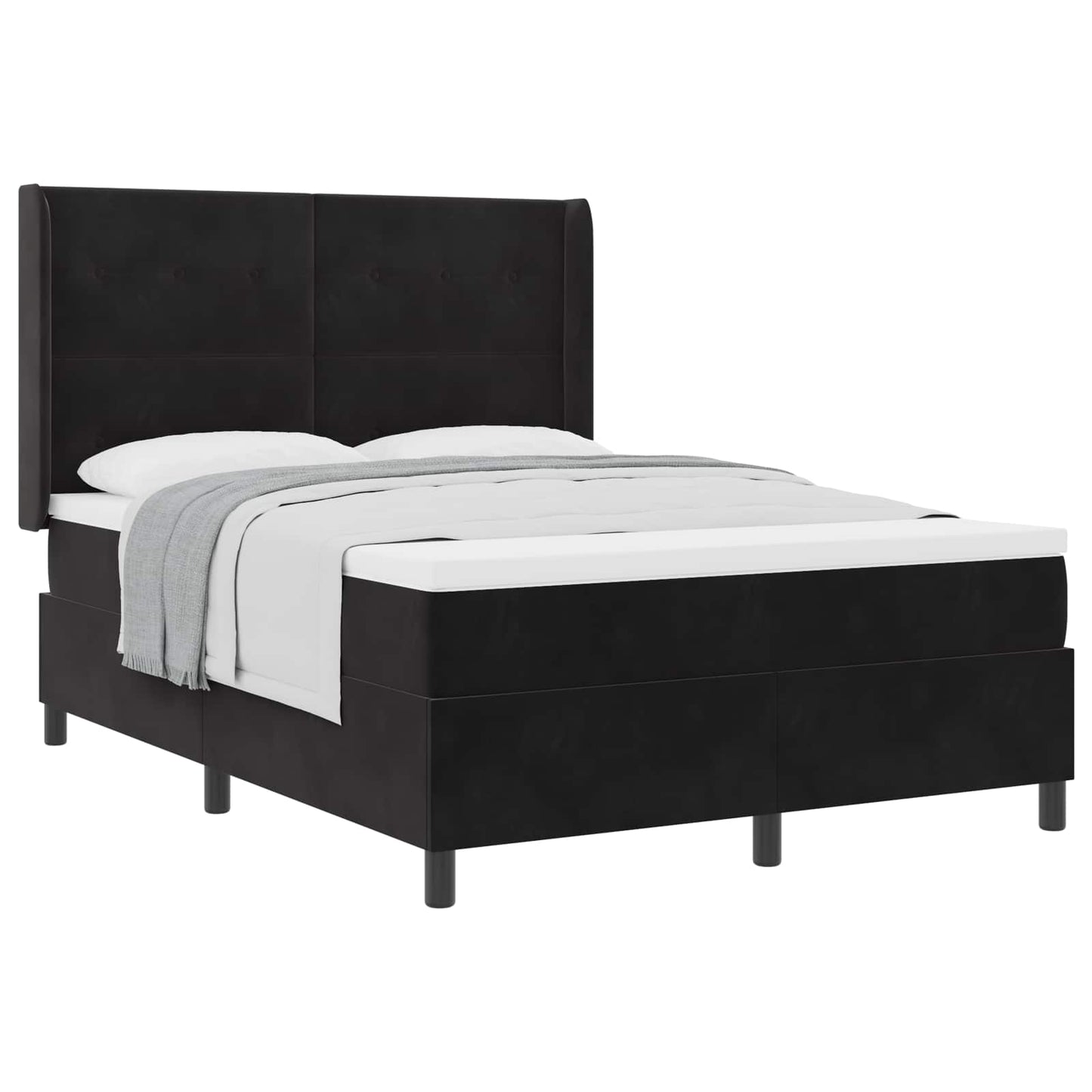 Letto a molle con testiera Nero 140 x 190 cm Velluto | homemem39
