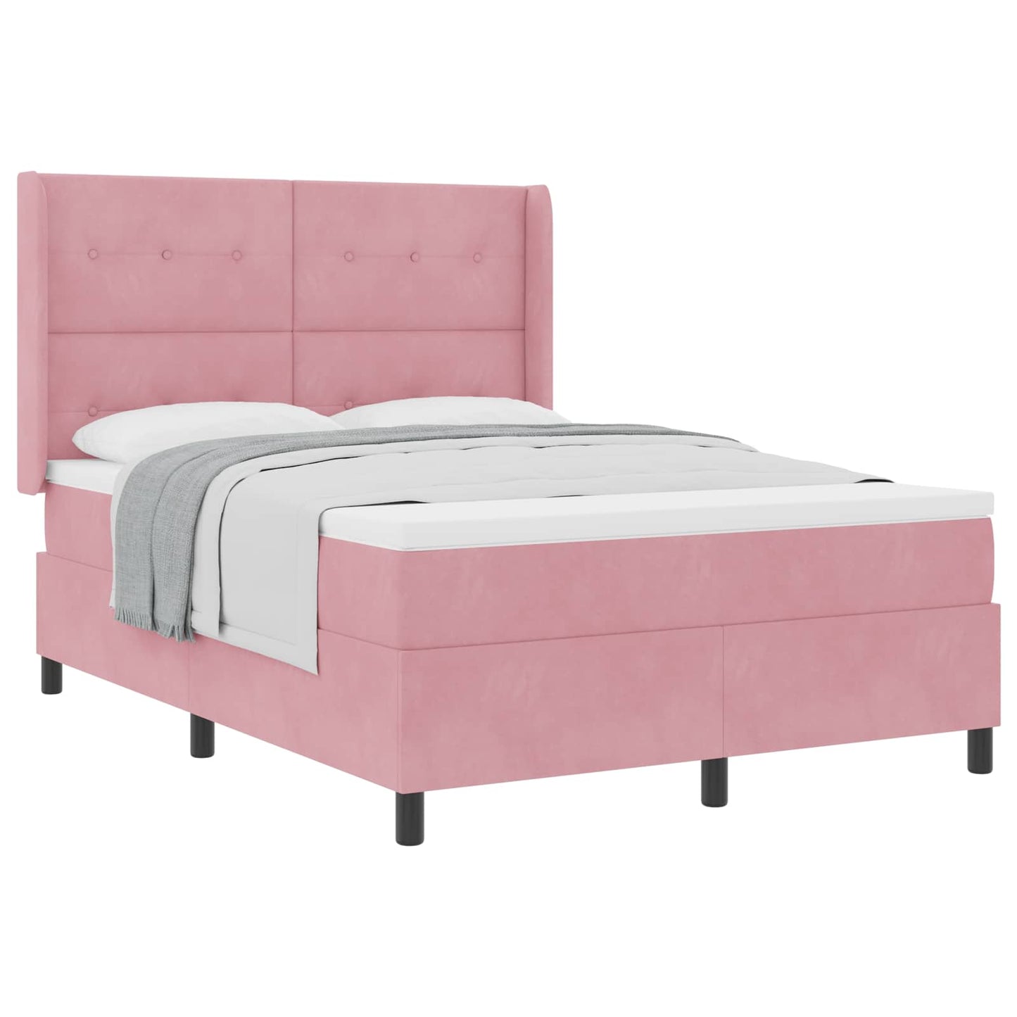 Letto a molle con testiera Rosa 140 x 190 cm Velluto | homemem39