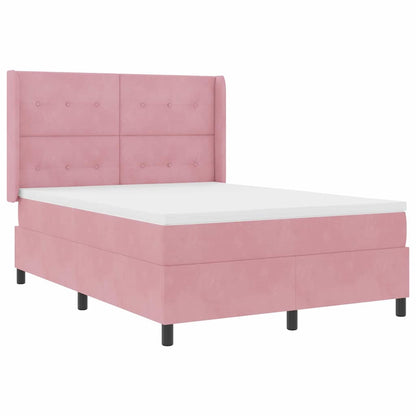Letto a molle con testiera Rosa 140 x 190 cm Velluto | homemem39