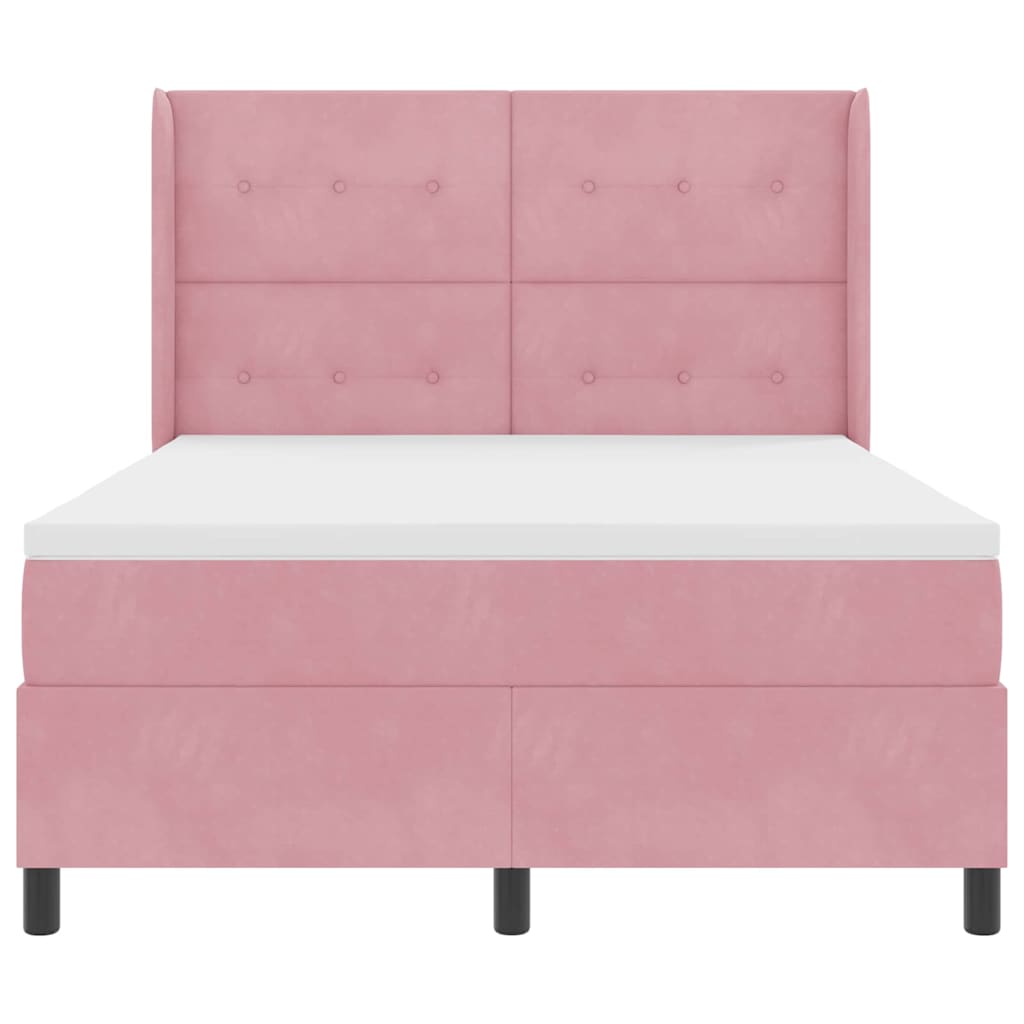 Letto a molle con testiera Rosa 140 x 190 cm Velluto | homemem39