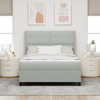 Letto a molle con testiera Grigio chiaro 140 x 200 cm Velluto | homemem39