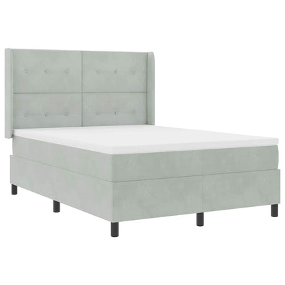 Letto a molle con testiera Grigio chiaro 140 x 200 cm Velluto | homemem39