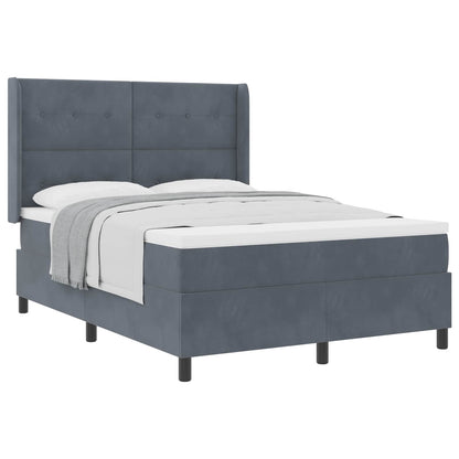 Letto a molle con testiera Grigio scuro 140 x 200 cm Velluto | homemem39