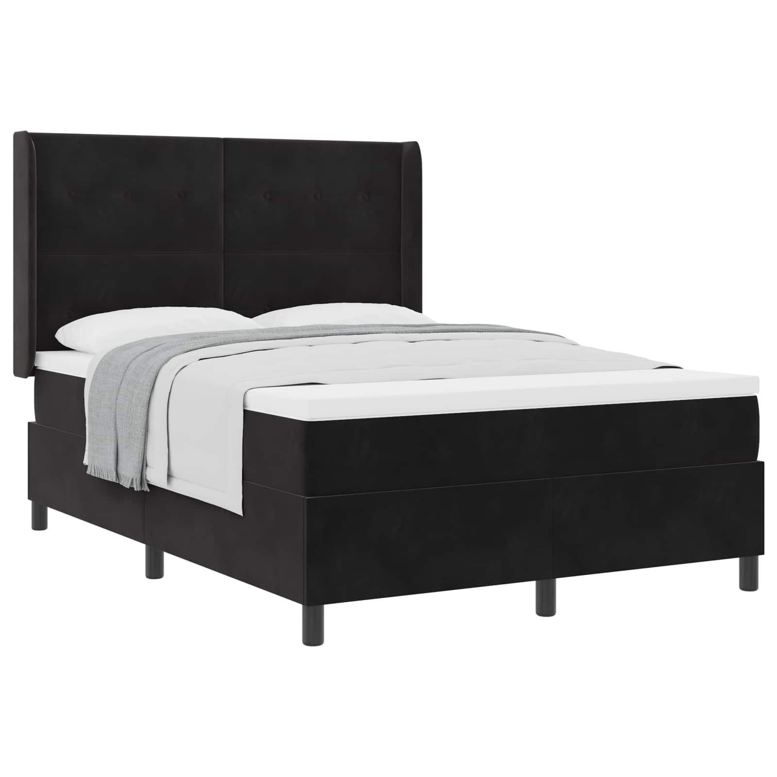 Letto a molle con testiera Nero 140 x 200 cm Velluto | homemem39
