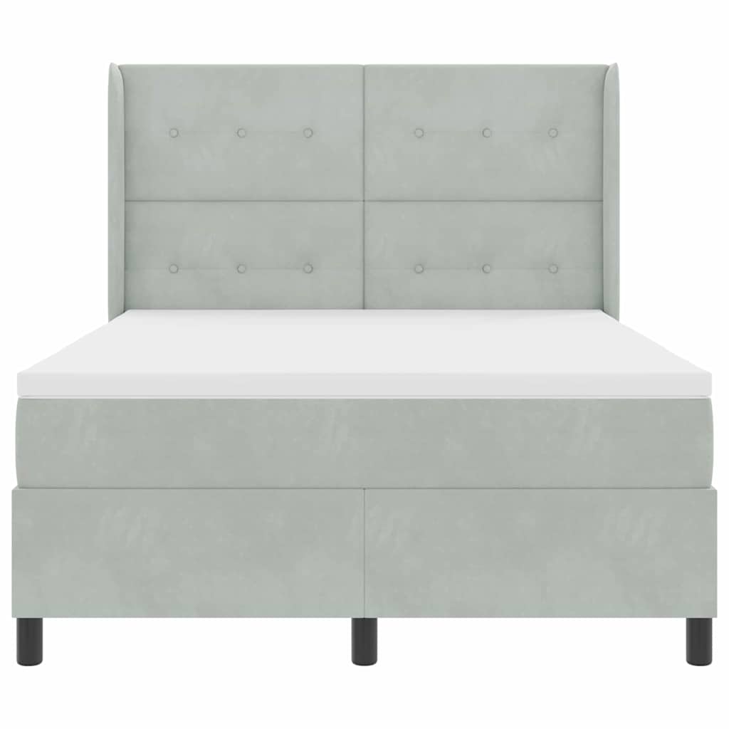 Letto a molle con testiera Grigio chiaro 160 x 200 cm Velluto