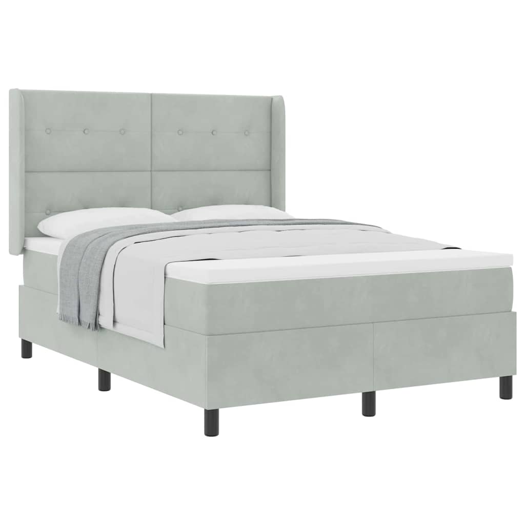 Letto a molle con testiera Grigio chiaro 160 x 200 cm Velluto