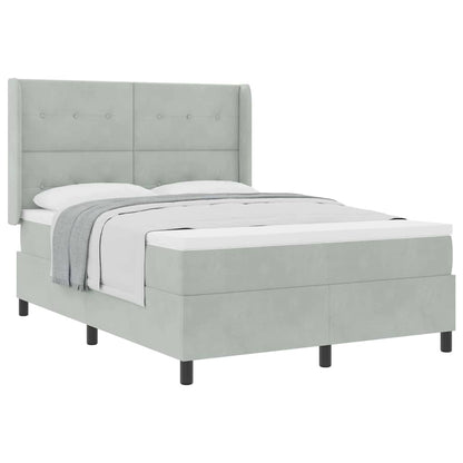 Letto a molle con testiera Grigio chiaro 160 x 200 cm Velluto