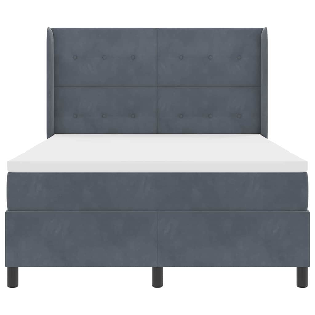 Letto a molle con testiera Grigio scuro 160 x 200 cm Velluto | homemem39