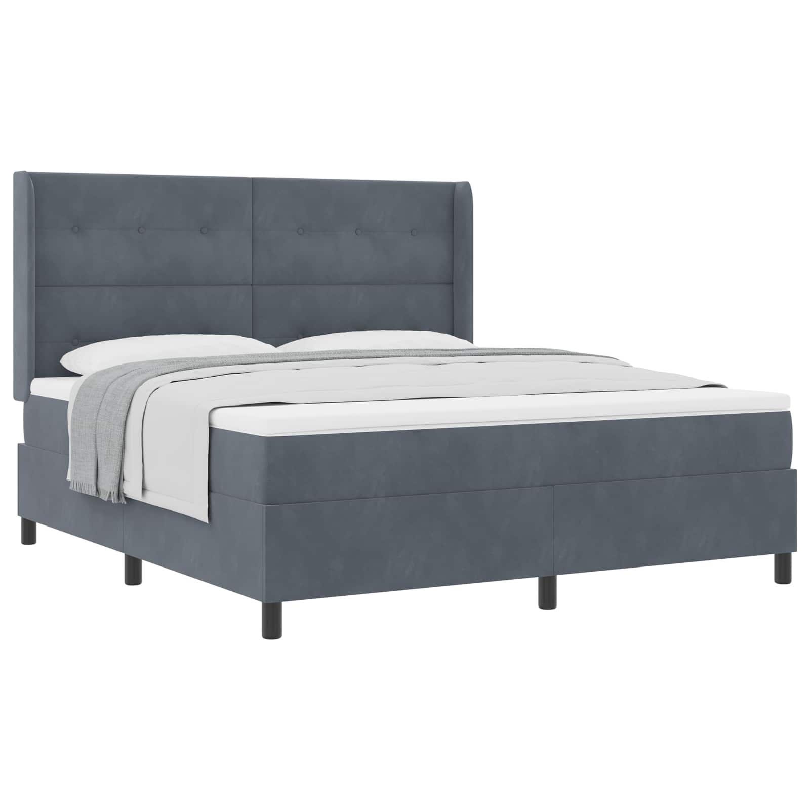 Letto a molle con testiera Grigio scuro 180 x 200 cm Velluto | homemem39
