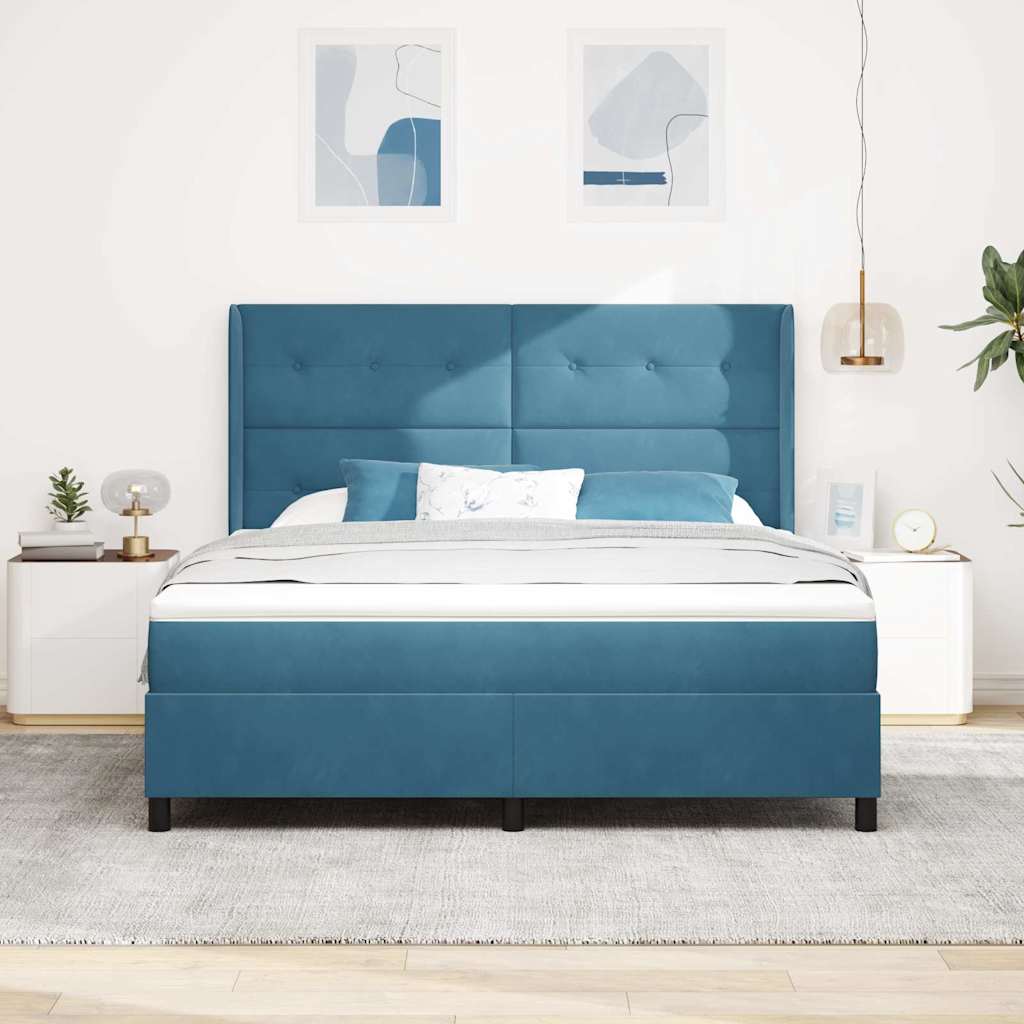 Letto a molle con testiera Blu 180 x 200 cm Velluto | homemem39