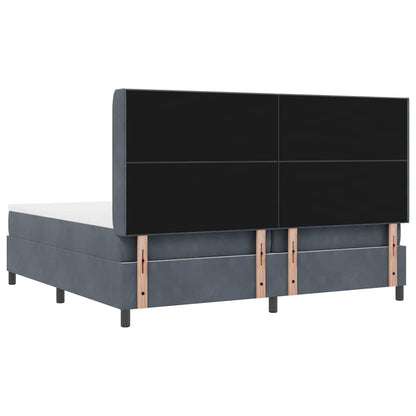 Letto a molle con testiera Grigio scuro 200 x 200 cm Velluto | homemem39