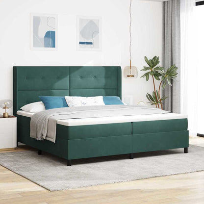 Letto a molle con testiera Verde Scuro 200 x 200 cm Velluto | homemem39