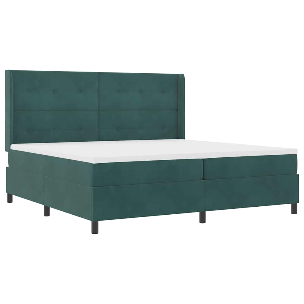 Letto a molle con testiera Verde Scuro 200 x 200 cm Velluto | homemem39