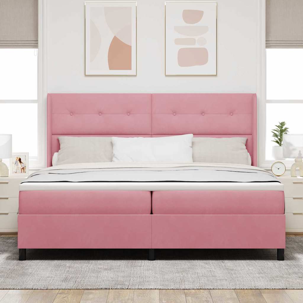 Letto a molle con testiera Rosa 200 x 200 cm Velluto | homemem39