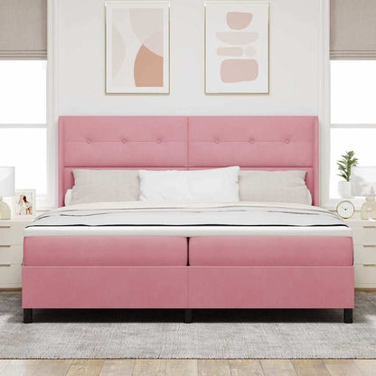 Letto a molle con testiera Rosa 200 x 200 cm Velluto | homemem39