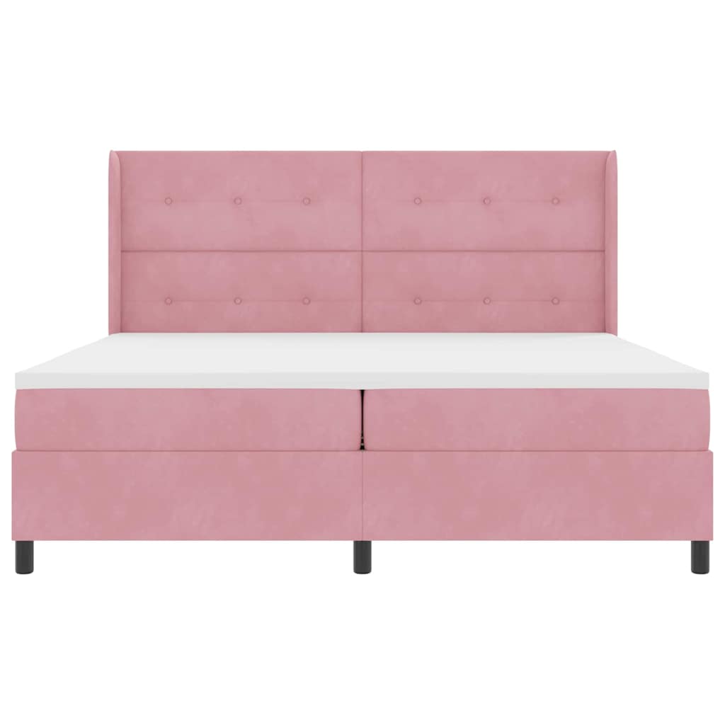 Letto a molle con testiera Rosa 200 x 200 cm Velluto | homemem39