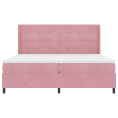 Letto a molle con testiera Rosa 200 x 200 cm Velluto | homemem39