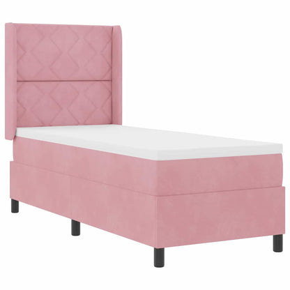 Letto a molle con testiera Rosa 80 x 200 cm Velluto