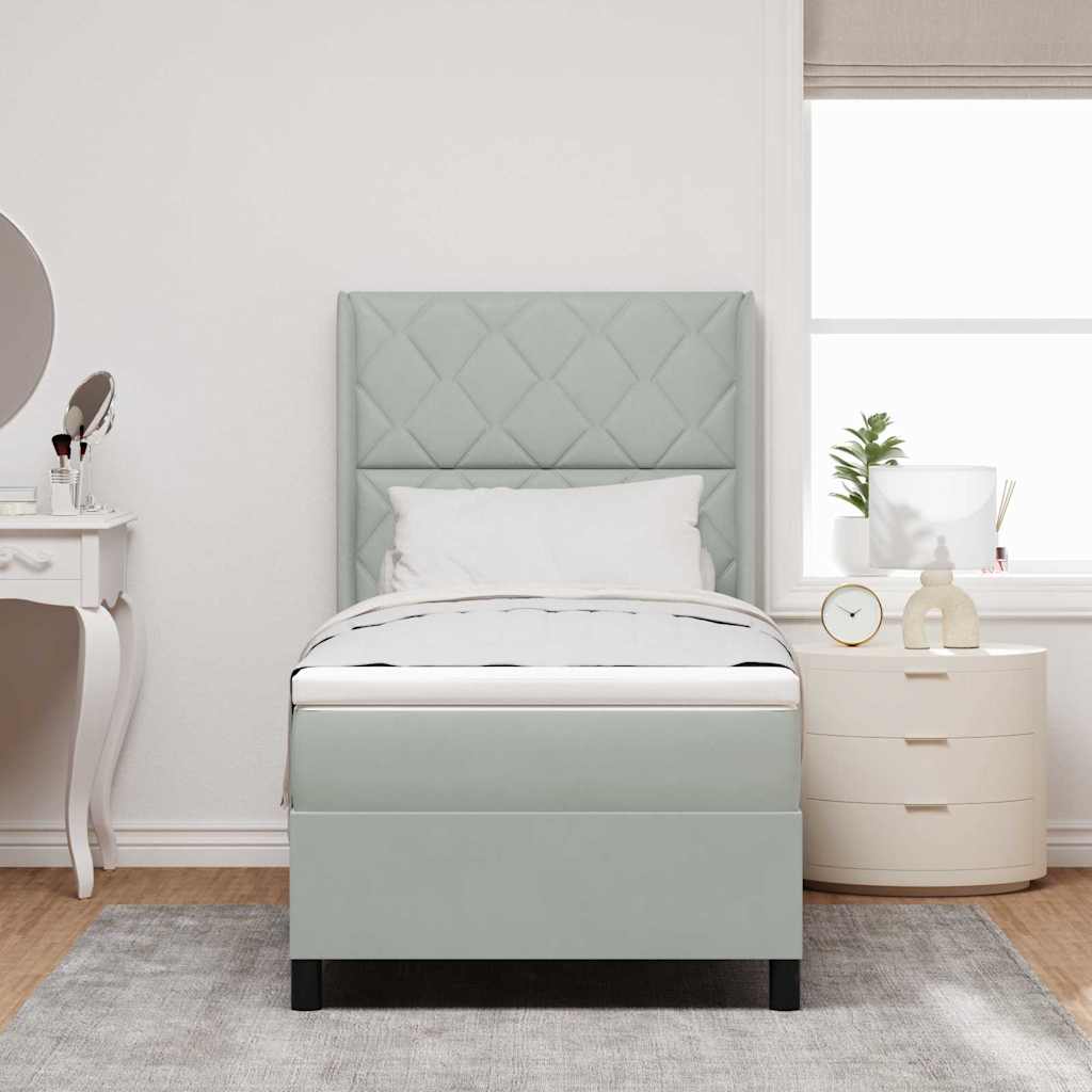 Letto a molle con testiera Grigio chiaro 100 x 200 cm Velluto - homemem39