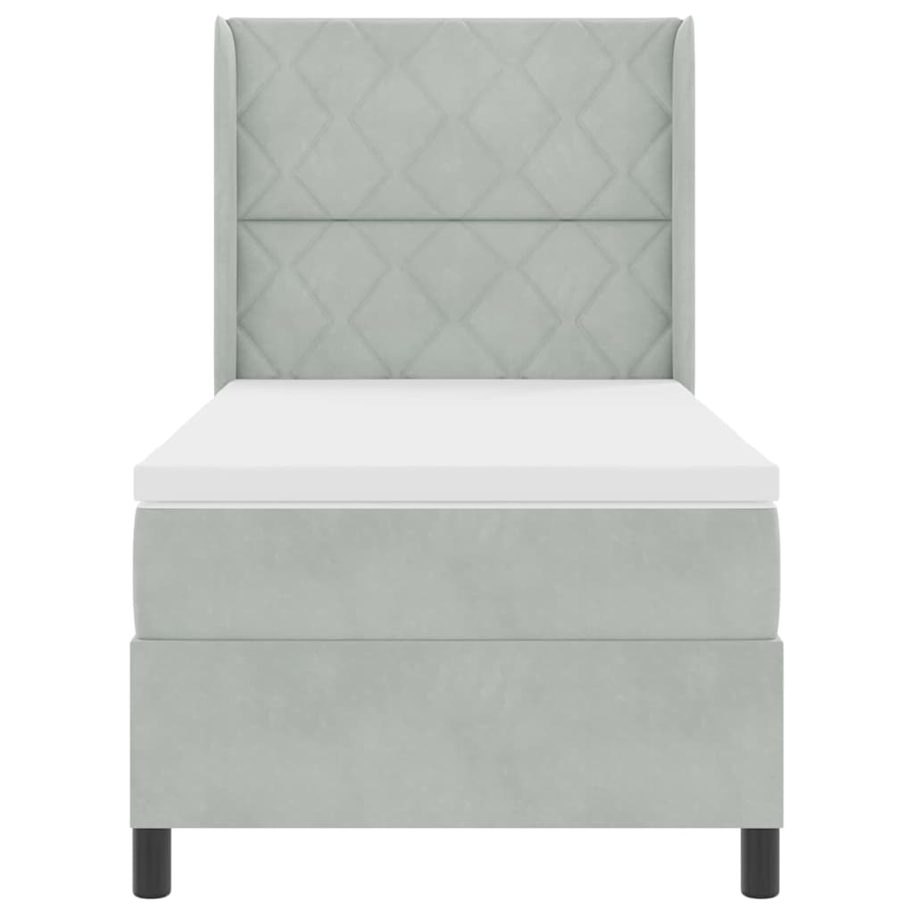 Letto a molle con testiera Grigio chiaro 100 x 200 cm Velluto - homemem39