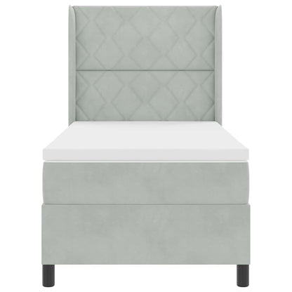 Letto a molle con testiera Grigio chiaro 100 x 200 cm Velluto - homemem39
