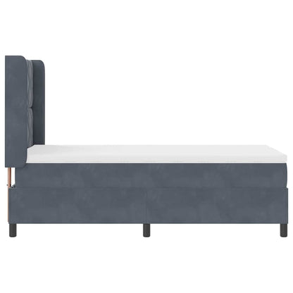Letto a molle con testiera Grigio scuro 100 x 200 cm Velluto