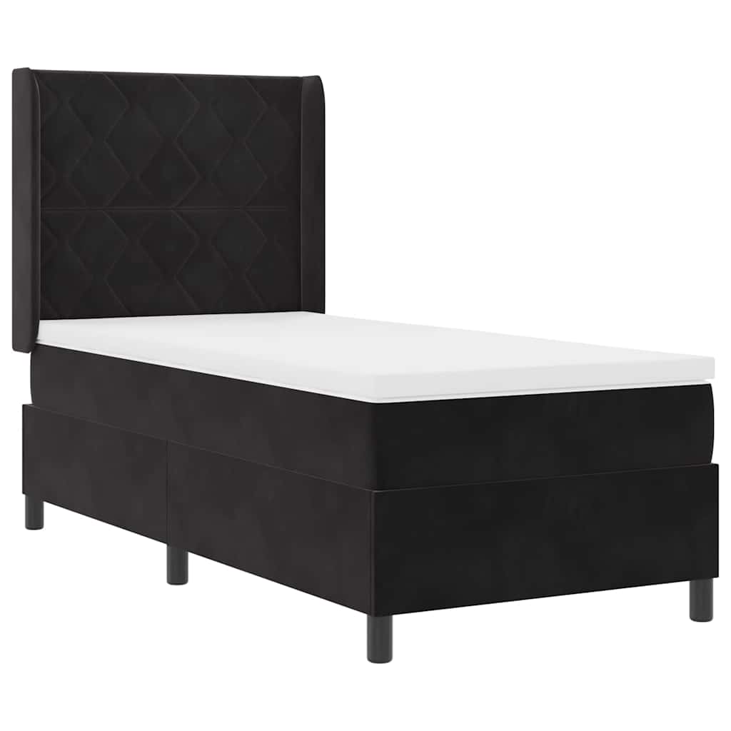 Letto a molle con testiera Nero 100 x 200 cm Velluto | homemem39
