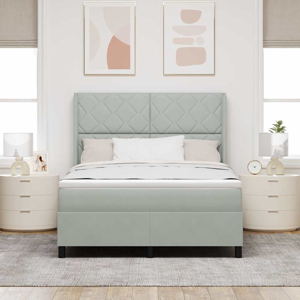 Letto a molle con testiera Grigio chiaro 140 x 190 cm Velluto | homemem39