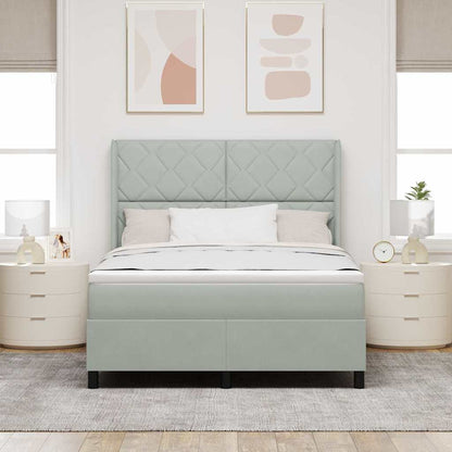 Letto a molle con testiera Grigio chiaro 140 x 190 cm Velluto | homemem39