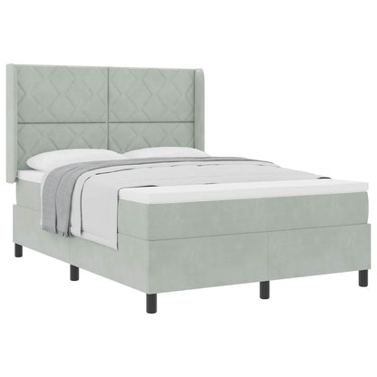 Letto a molle con materasso Grigio chiaro 140 x 190 cm Velluto