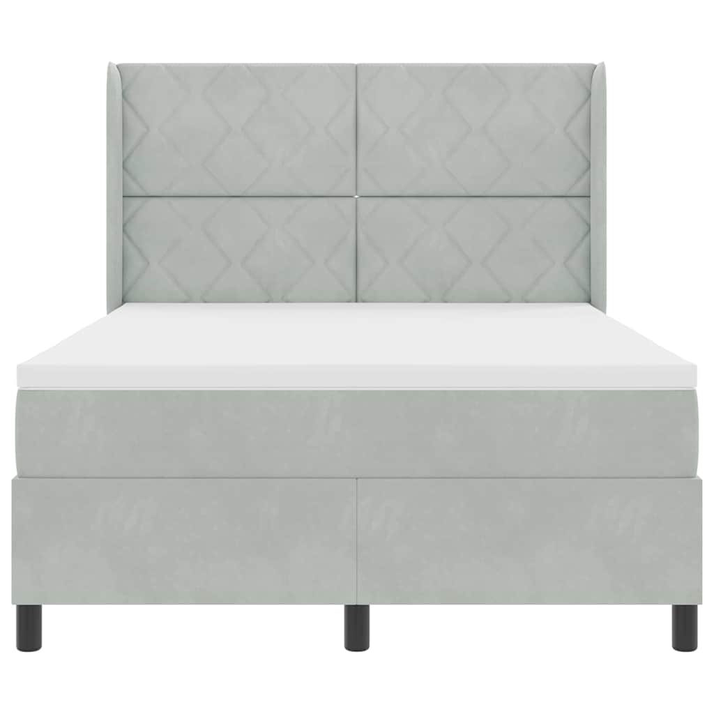 Letto a molle con testiera Grigio chiaro 140 x 190 cm Velluto | homemem39