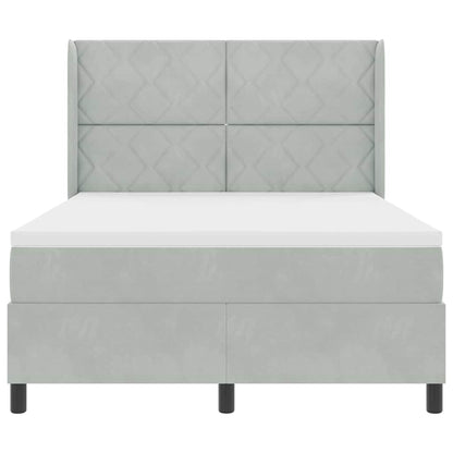 Letto a molle con materasso Grigio chiaro 140 x 190 cm Velluto