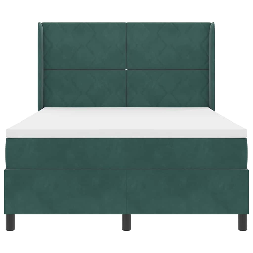 Letto a molle con testiera Verde Scuro 140 x 190 cm Velluto | homemem39