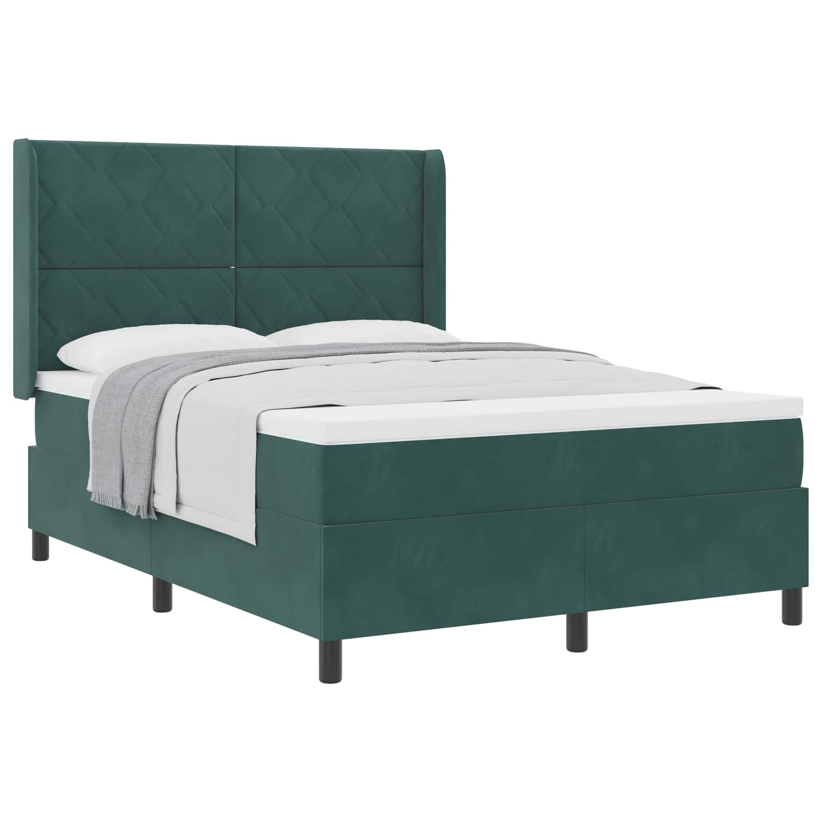 Letto a molle con testiera Verde Scuro 140 x 200 cm Velluto | homemem39