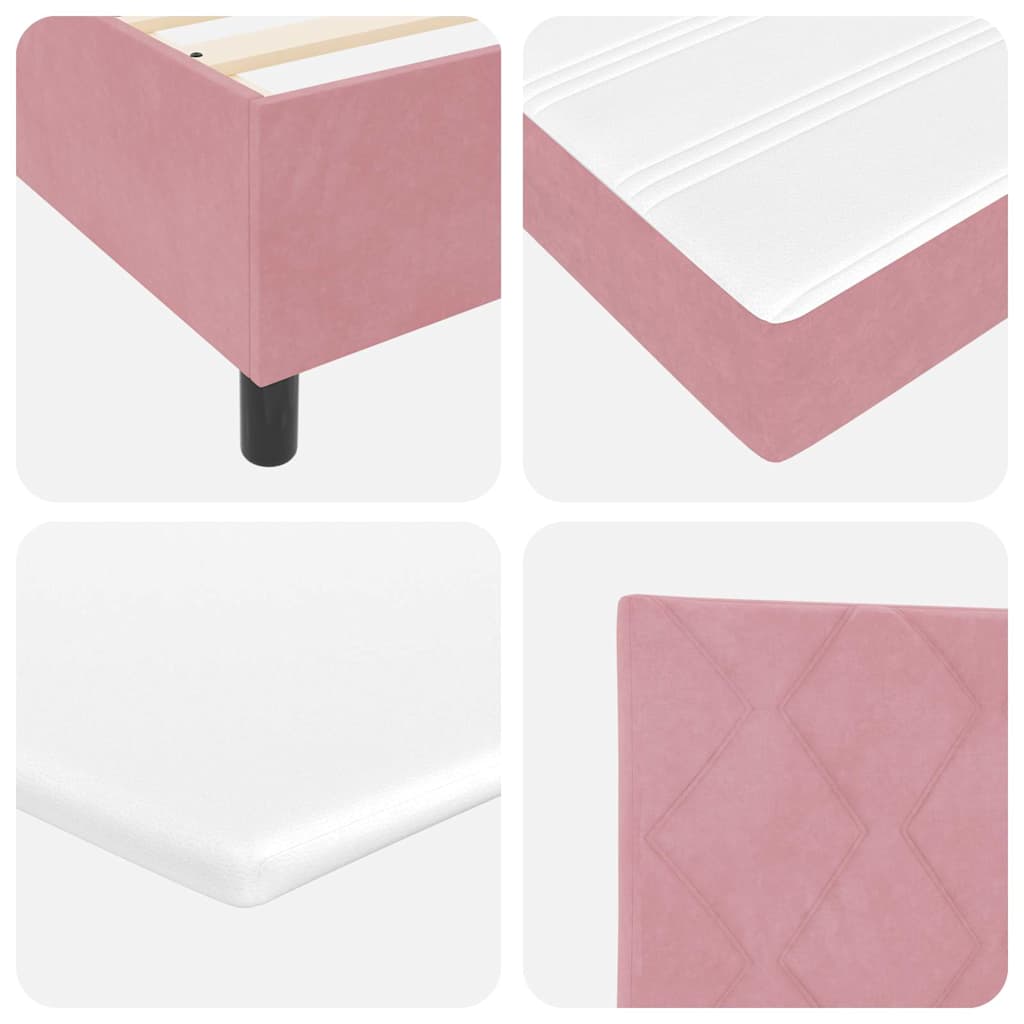 Letto a molle con testiera Rosa 140 x 200 cm Velluto | homemem39