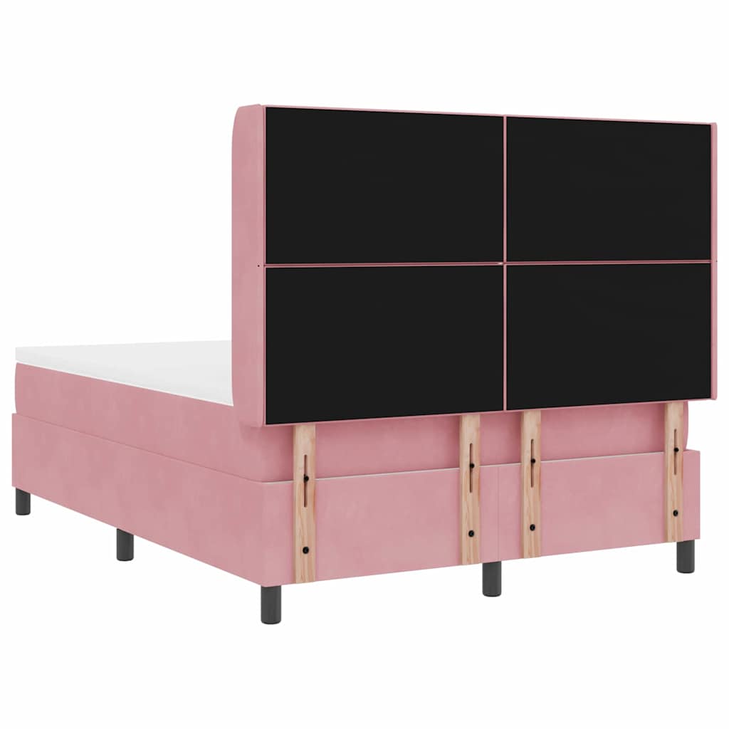 Letto a molle con testiera Rosa 140 x 200 cm Velluto | homemem39