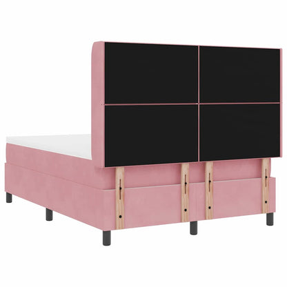Letto a molle con testiera Rosa 140 x 200 cm Velluto | homemem39