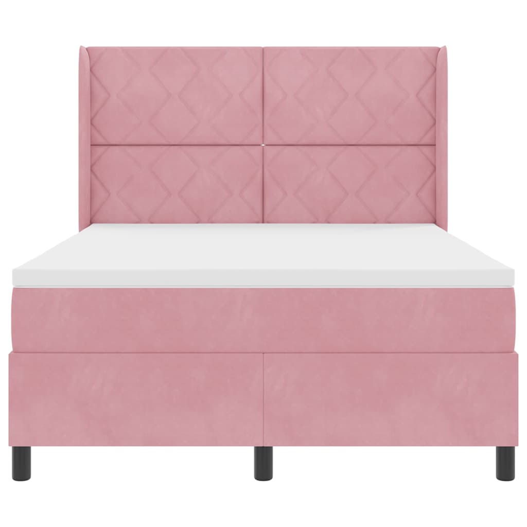 Letto a molle con testiera Rosa 140 x 200 cm Velluto | homemem39