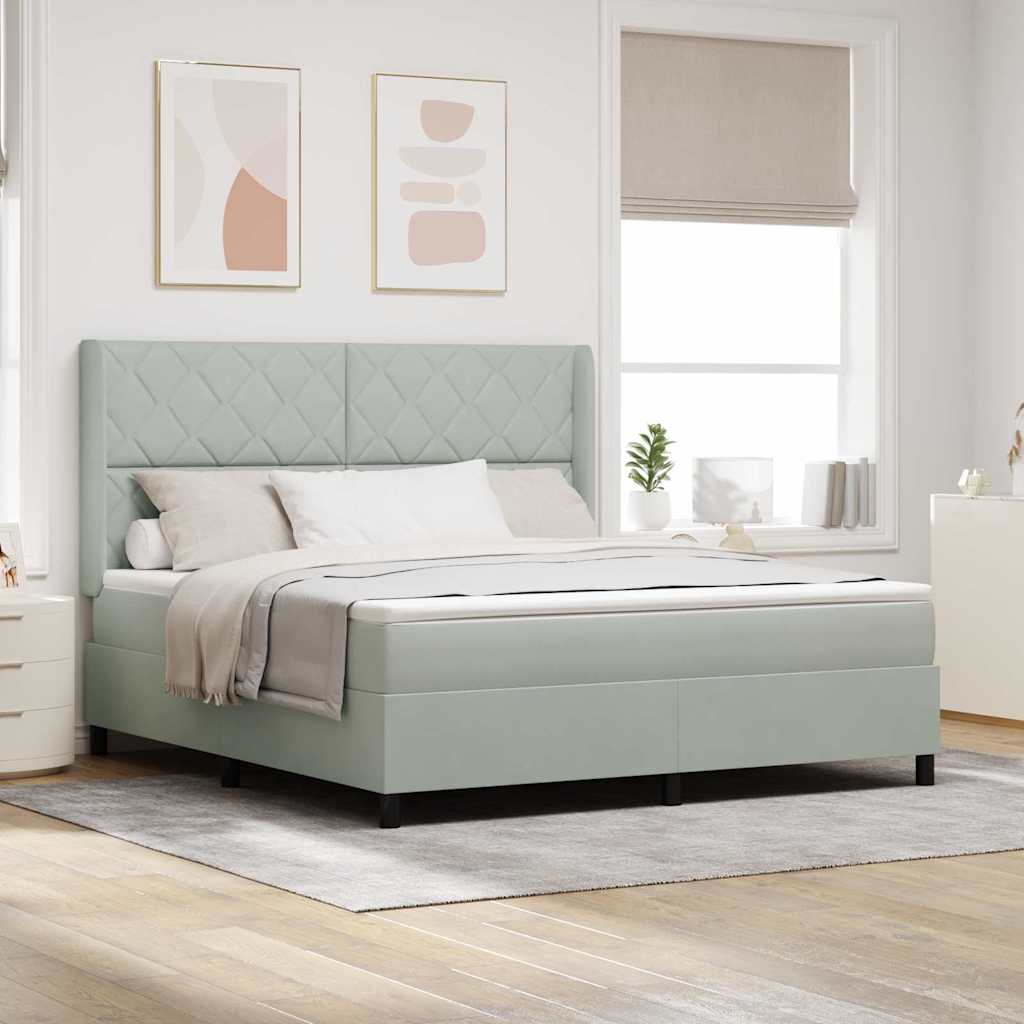 Letto a molle con testiera Grigio chiaro 180 x 200 cm Velluto | homemem39