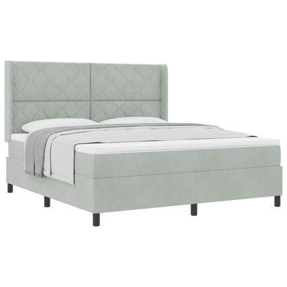 Letto a molle con testiera Grigio chiaro 180 x 200 cm Velluto | homemem39