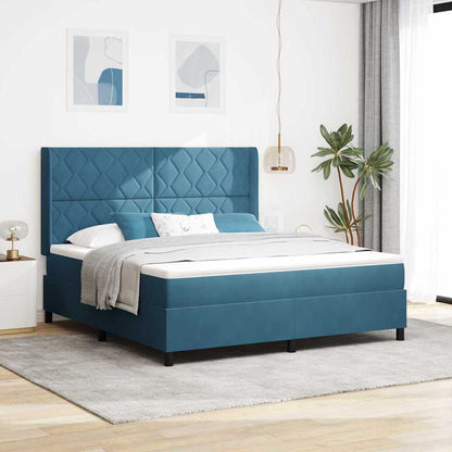 Letto a molle con testiera Blu 180 x 200 cm Velluto