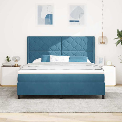 Letto a molle con testiera Blu 180 x 200 cm Velluto | homemem39