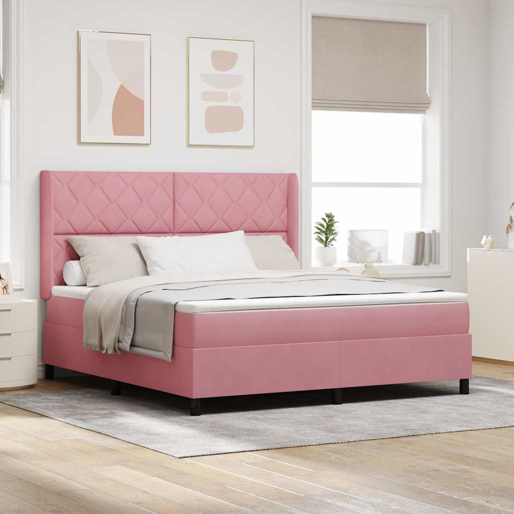 Letto a molle con testiera Rosa 180 x 200 cm Velluto